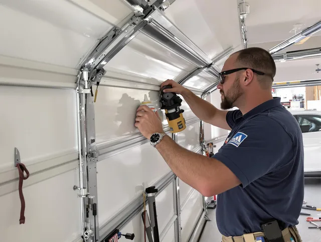 Sanford Garage Door Repair technician quieting a noisy garage door in Sanford