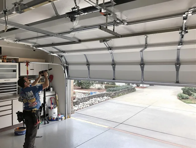 Garage door track repair service by Sanford Garage Door Repair in Sanford